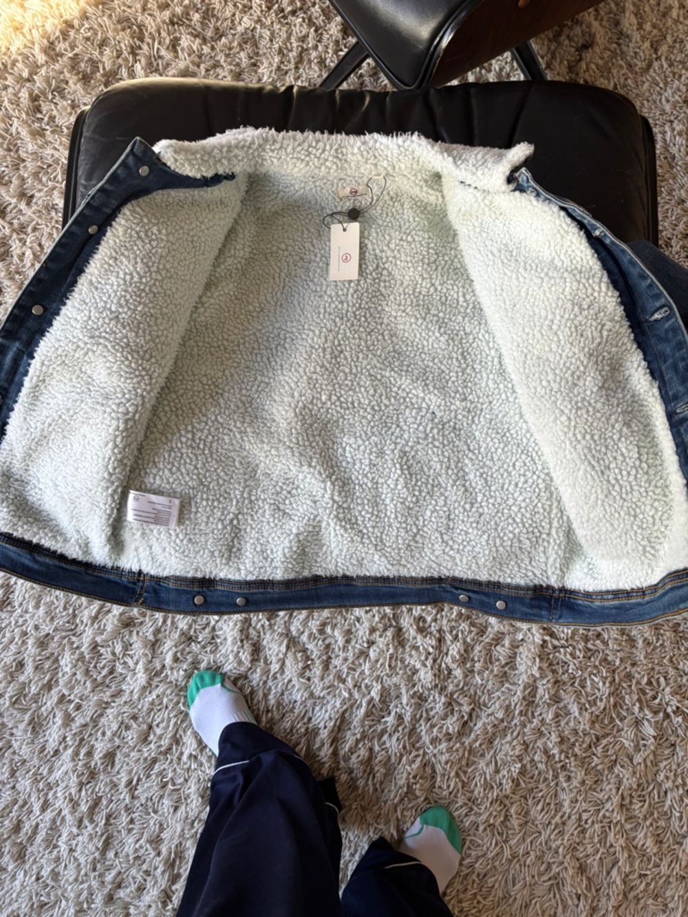 Nwt AG  Adriano Goldschmied Kids Blue Denim Sherpa-Lined Jacket & plaid flannel - Picture 6 of 12